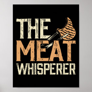 The Meat Whisperer Funny Vintage Grilling Bbq Smok Poster