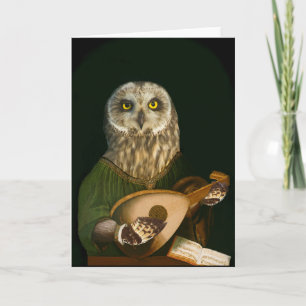 The Mediaeval Owl Plays His Lute Thank You Card
