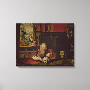The Meditation of St. Jerome (oil on panel) Canvas Print