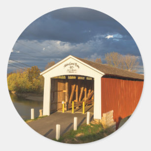 The Medora Covered Bridge Built In 1875 Classic Round Sticker