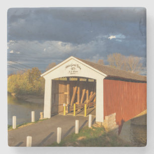 The Medora Covered Bridge Built In 1875 Stone Coaster
