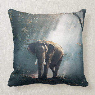 The Meeting Asian Elephant Throw Pillow