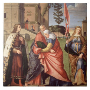 The Meeting at the Golden Gate with Saints, 1515 ( Tile