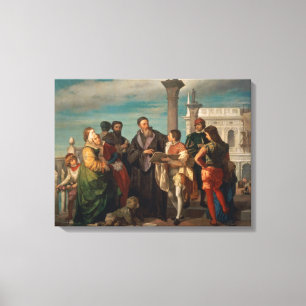 The Meeting Between Titian (1488-1576) and Verones Canvas Print