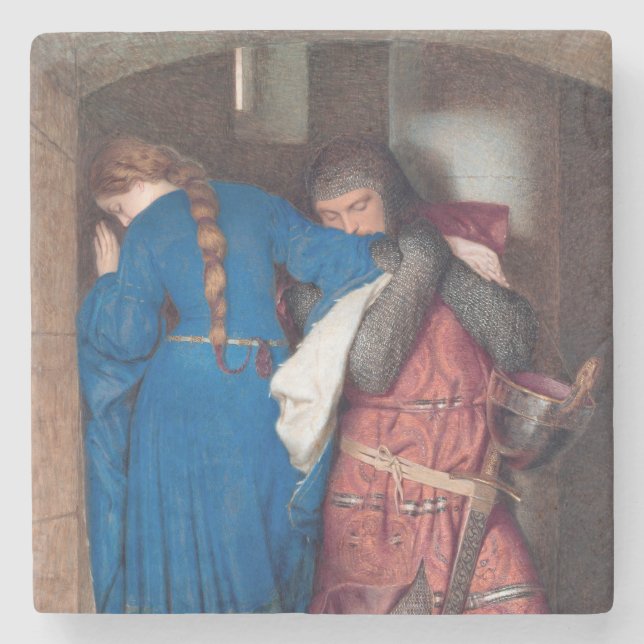 The Meeting on the Turret Stairs (by F.W. Burton) Stone Coaster (Front)