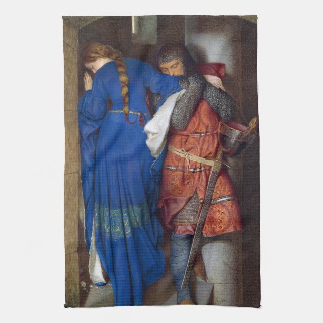 The Meeting on the Turret Stairs by F. W. Burton Tea Towel (Vertical)