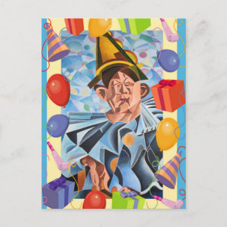 The Melancholic Clown Geometric Art Postcard