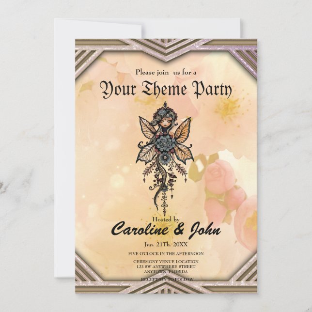 The melody of nature,  dance of the flower fairy.  invitation (Front)