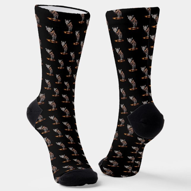 The Melting Giraffe Funny Surreal Art Design Socks (Angled)