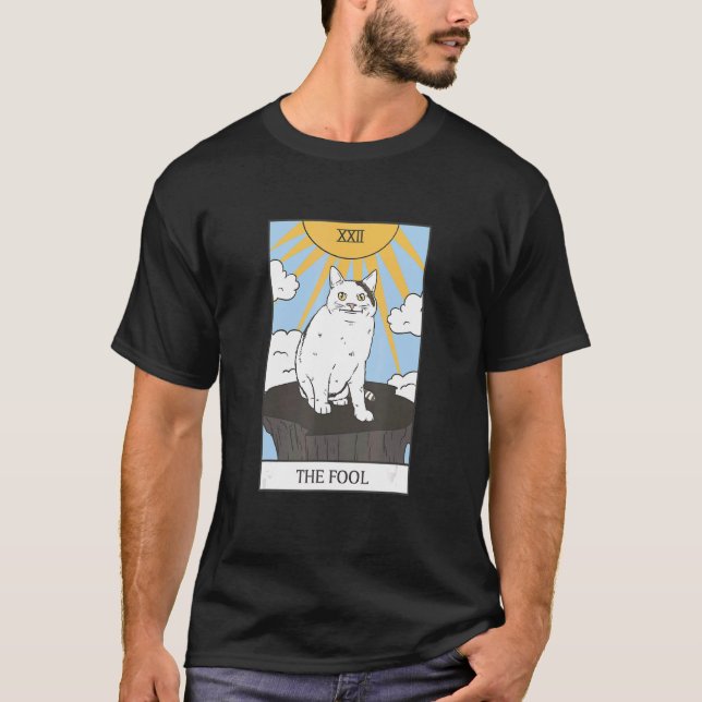 The Meme Fool Cat Tarot Card T-Shirt (Front)