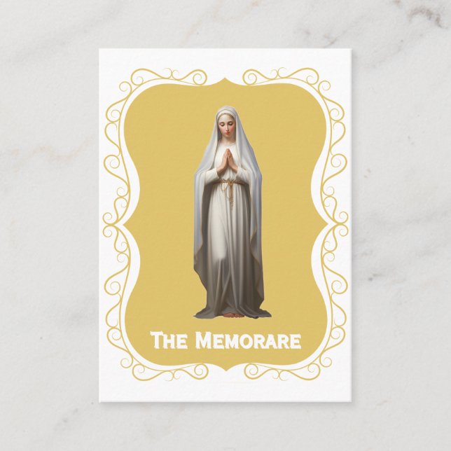 The Memorare Prayer Card – Gold Background (Front)