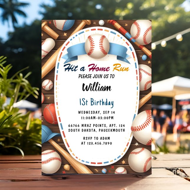 The Men Ball Wood Game Team Baseball 1st Birthday Invitation (Creator Uploaded)