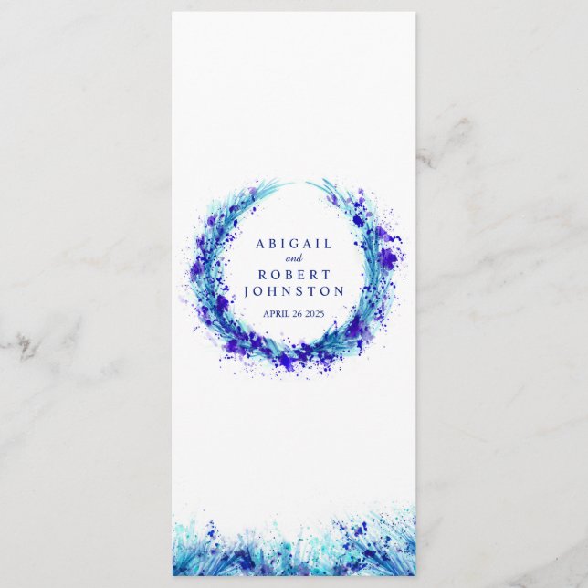 The menu blue splat art wreath watercolor (Front)