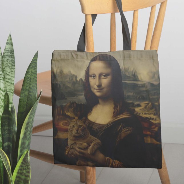 The Meow Lisa Tote Bag (This masterpiece of a tote bag features the best known work of art in the world with a twist.)