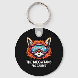 The Meowtains Are Calling Cat Lover Mountain Skier Key Ring
