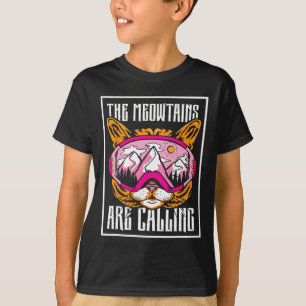 The Meowtains Are Calling Cat Skier Ski Skiers Ski T-Shirt