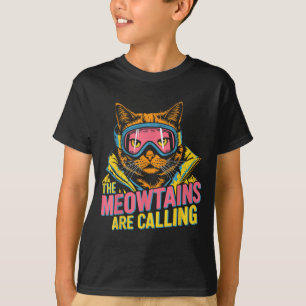 The meowtains are calling cat snowboard ski kids T-Shirt
