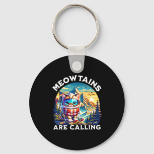 The meowtains are calling funny cat quirky skiing key ring