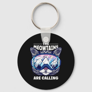 The Meowtains Are Calling Skiing Snowboard Goggles Key Ring