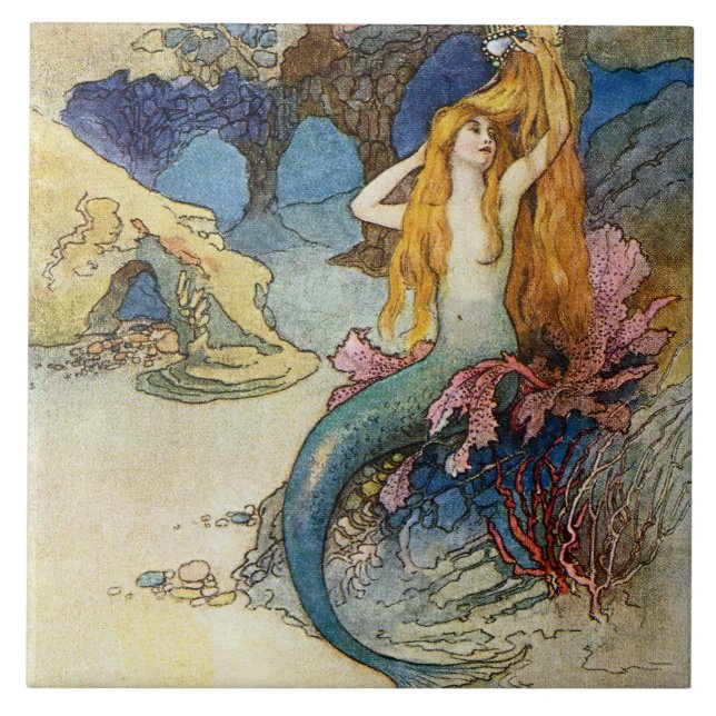 “The Mermaid” by Warwick Goble Tile (Front)
