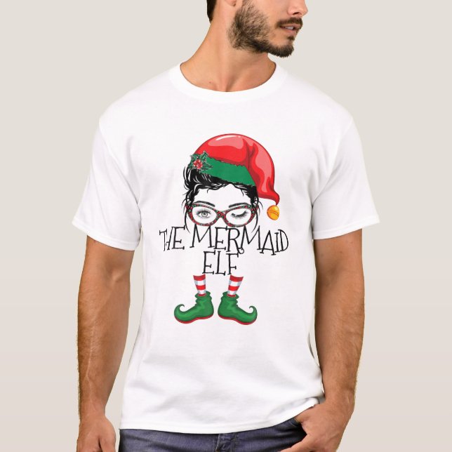 The Mermaid Elf Matching Family Pyjamas Christmas T-Shirt (Front)