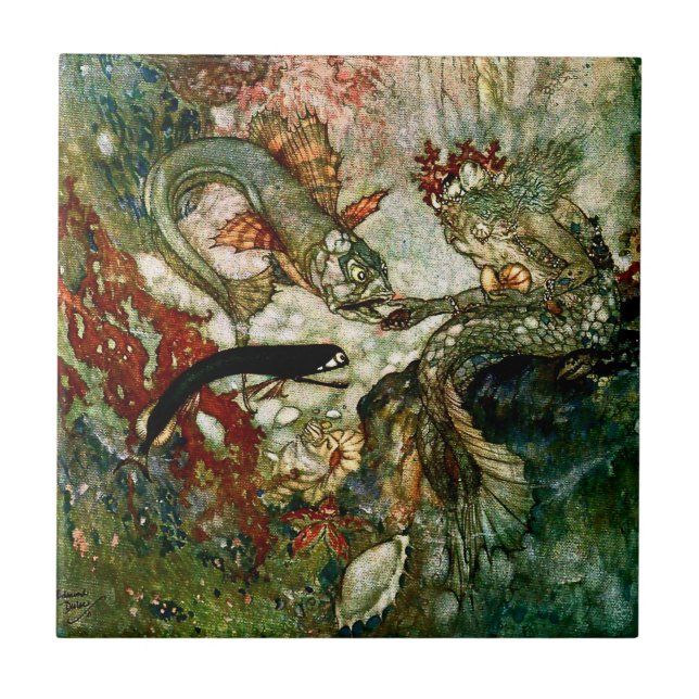 “The Mermaid King” by Edmund Dulac Tile (Front)