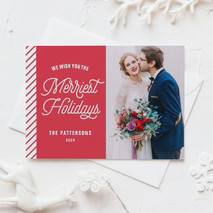 The Merriest Holidays Typography Photo Christmas Holiday Card