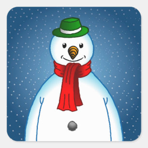 The Merry Snowman on a Square Sticker