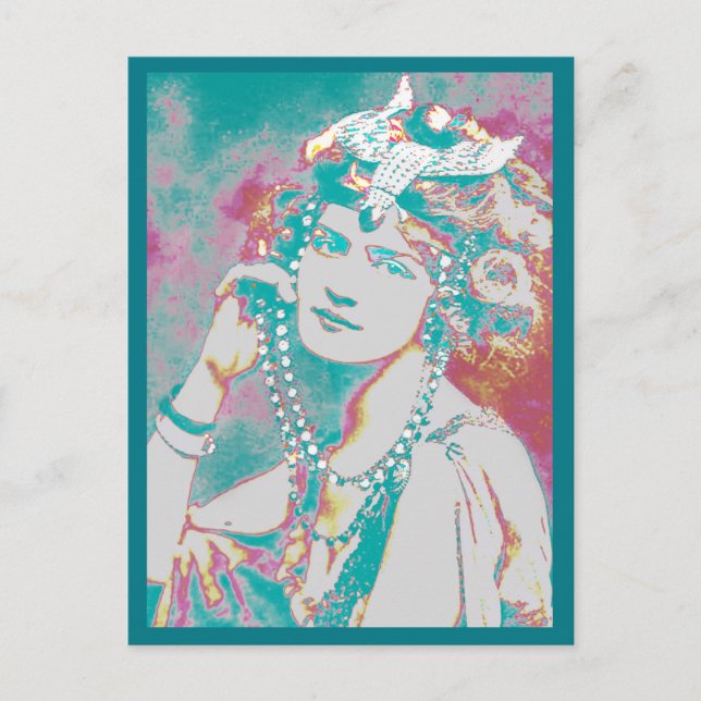 The Merry Widow Belle Epoque Design Holiday Postcard (Front)