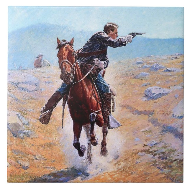 “The Messenger” Western Art by Charles Schreyvogel Tile (Front)
