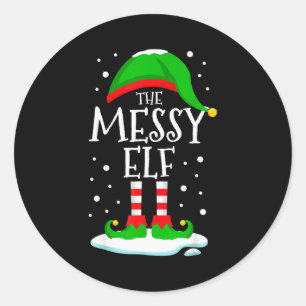 The Messy Elf Christmas Family Matching Xmas Group Classic Round Sticker