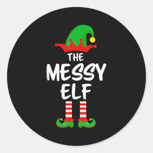 The Messy Elf Matching Family Christmas Classic Round Sticker