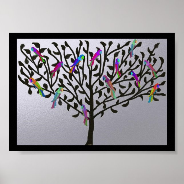 The Metallic Parrot Tree Print (Front)