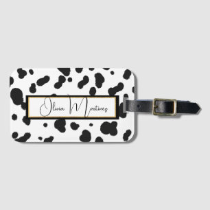 The MIA Black & White Cow Print Luggage Tag