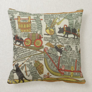 The Mice Bury the Cat, Russian, late 18th century Cushion