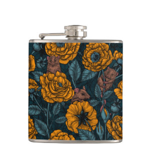 The mice party in orange and blue hip flask