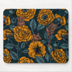The mice party in orange and blue mouse pad