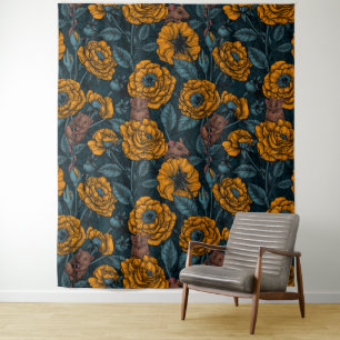 The mice party in orange and blue tapestry