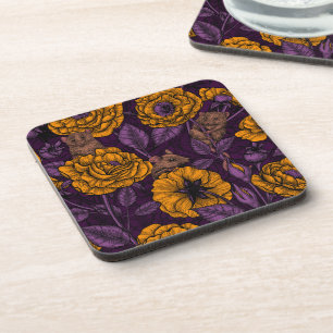 The mice party in orange and violet coaster