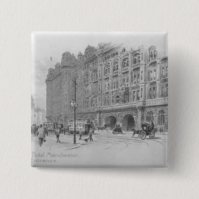 The Midland Hotel, Manchester, c.1910 15 Cm Square Badge (Front)