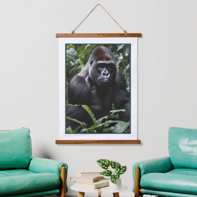 The Midnight Gorilla King: Monarch of the Forest Hanging Tapestry (Living Room)