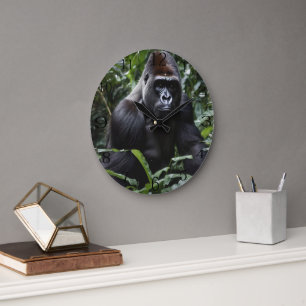 The Midnight Gorilla King: Monarch of the Forest Large Clock