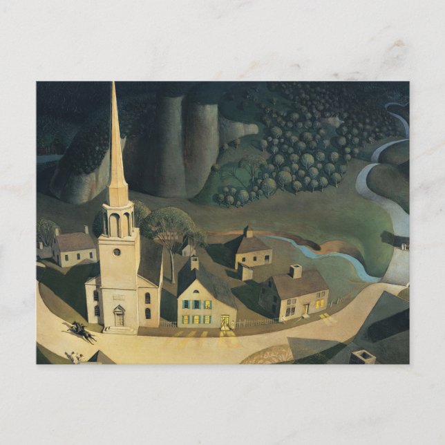 The Midnight Ride Of Paul Revere By Grant Wood Postcard (Front)