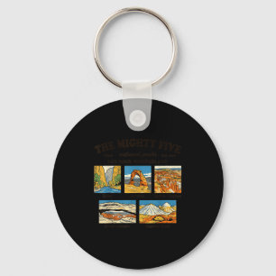 The mighty five utah national parks retro souvenir key ring