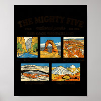 The mighty five utah national parks retro souvenir