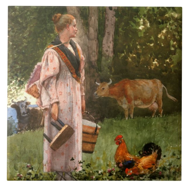 The Milk Maid (Rustic Dairy Farm) Tile (Front)
