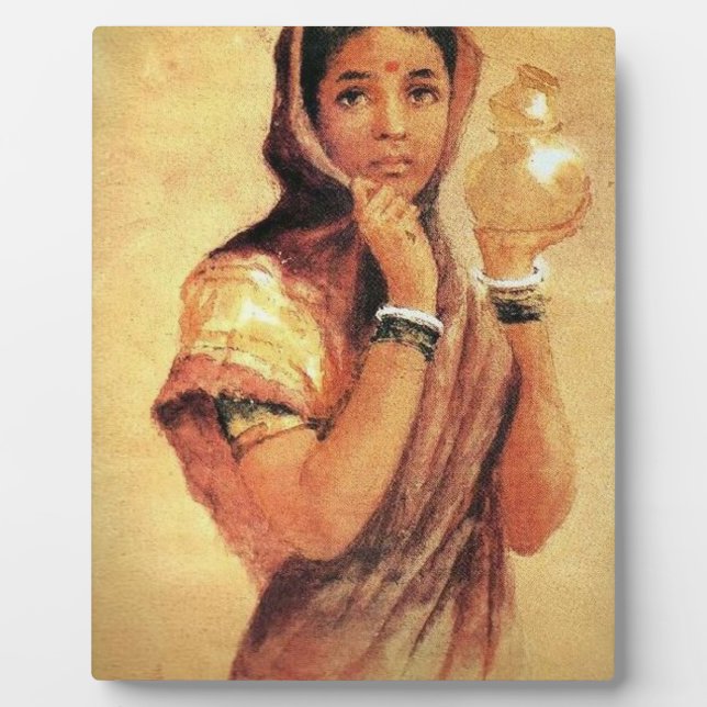 The Milkmaid 1904 By Raja Ravi Varma Plaque (Front)