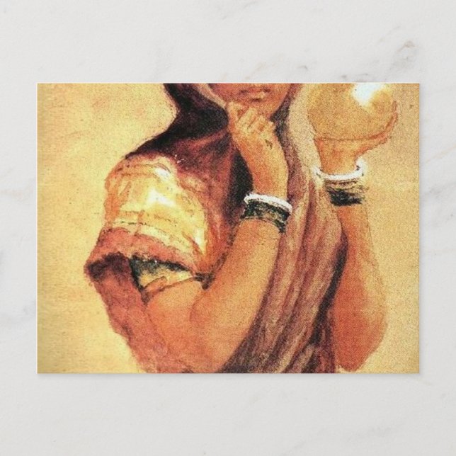 The Milkmaid 1904 By Raja Ravi Varma Postcard (Front)