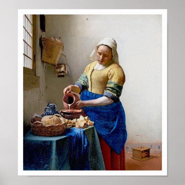 The Milkmaid by Jan Vermeer - Vintage Art Poster (Front)