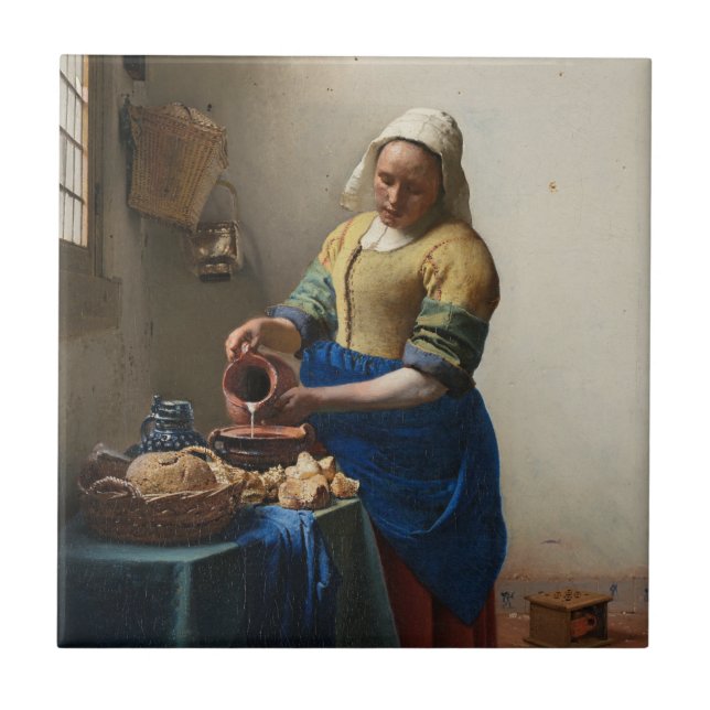 The Milkmaid by Johannes Vermeer, c. 1660  Tile (Front)